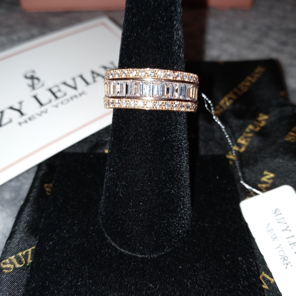 14K Rose Gold Plated Sterling Silver Baguette Cut - Picture 11 of 14
